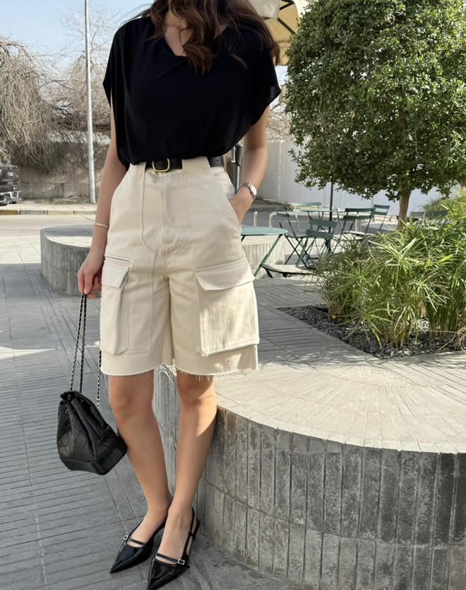 Butter yellow cargo shorts