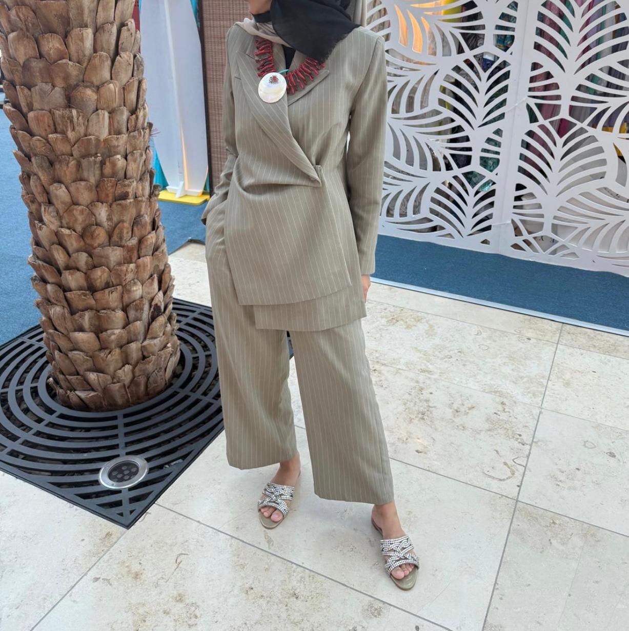 Stripe blazer set