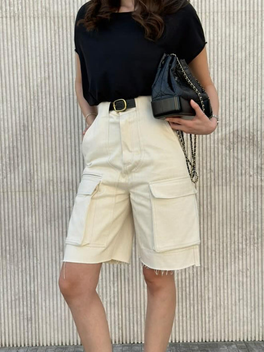 Butter yellow cargo shorts
