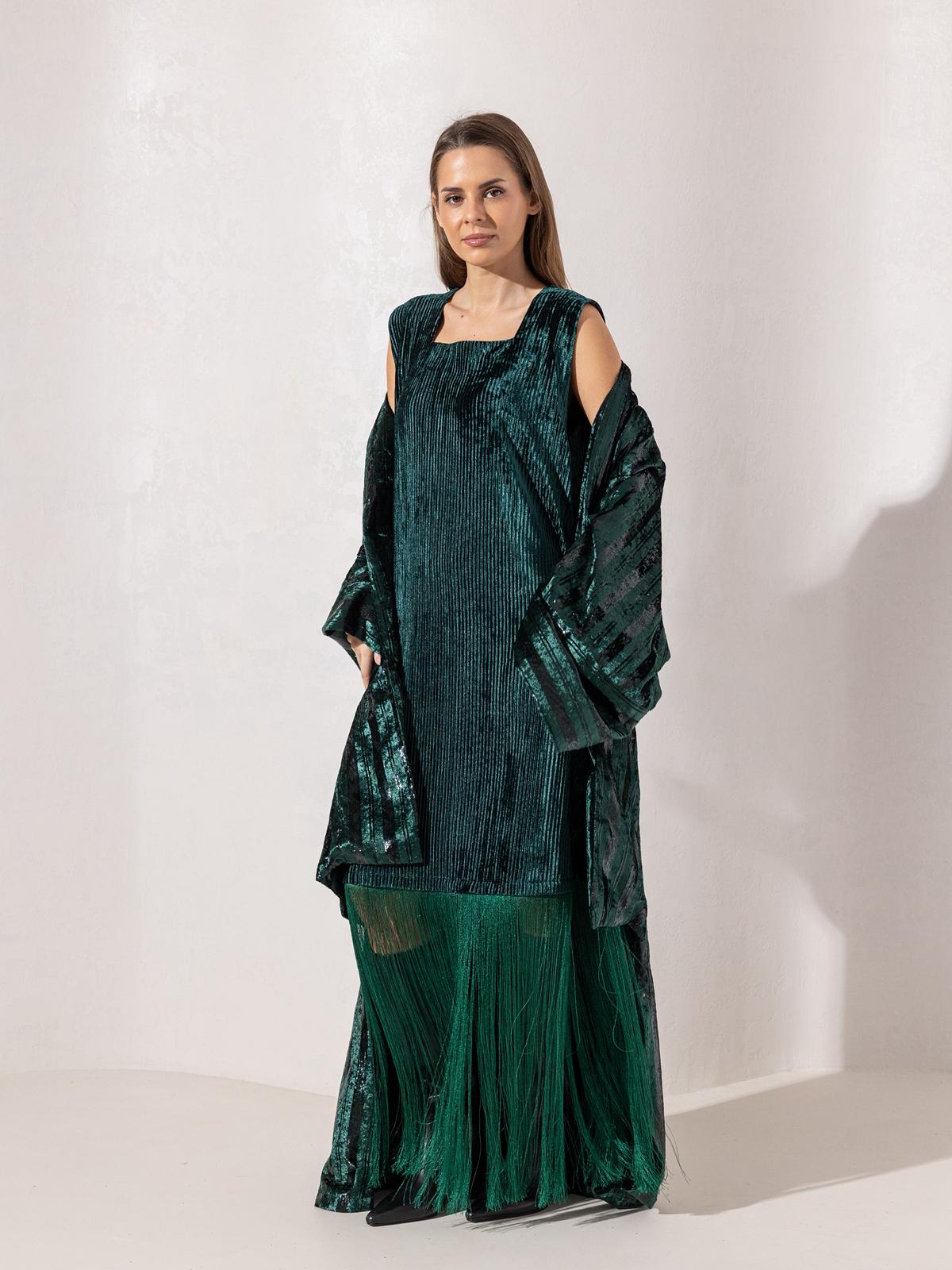 Lilly’s Fringed Set - Forest green