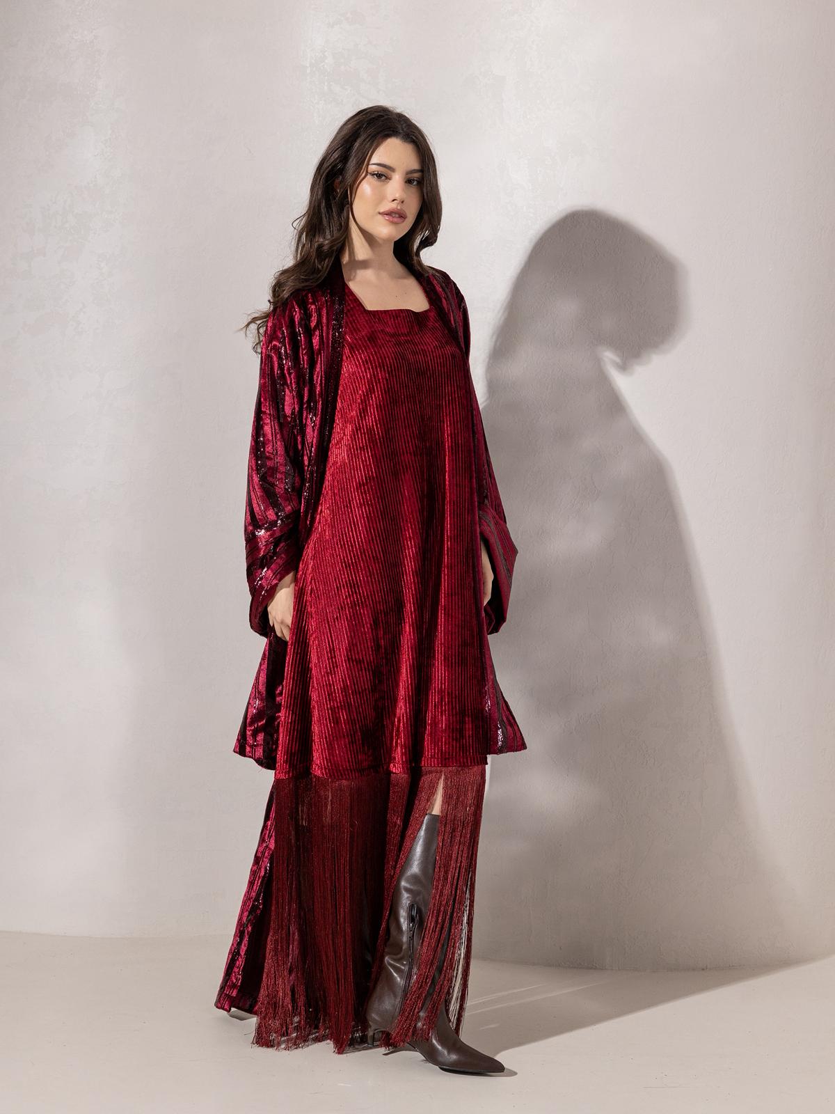 Lilly’s Fringed Set - Deep ruby