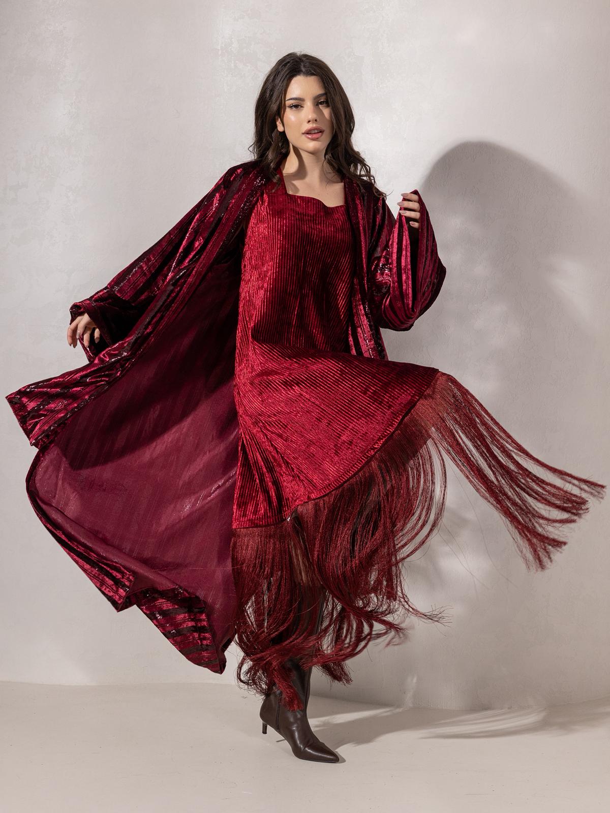 Lilly’s Fringed Set - Deep ruby