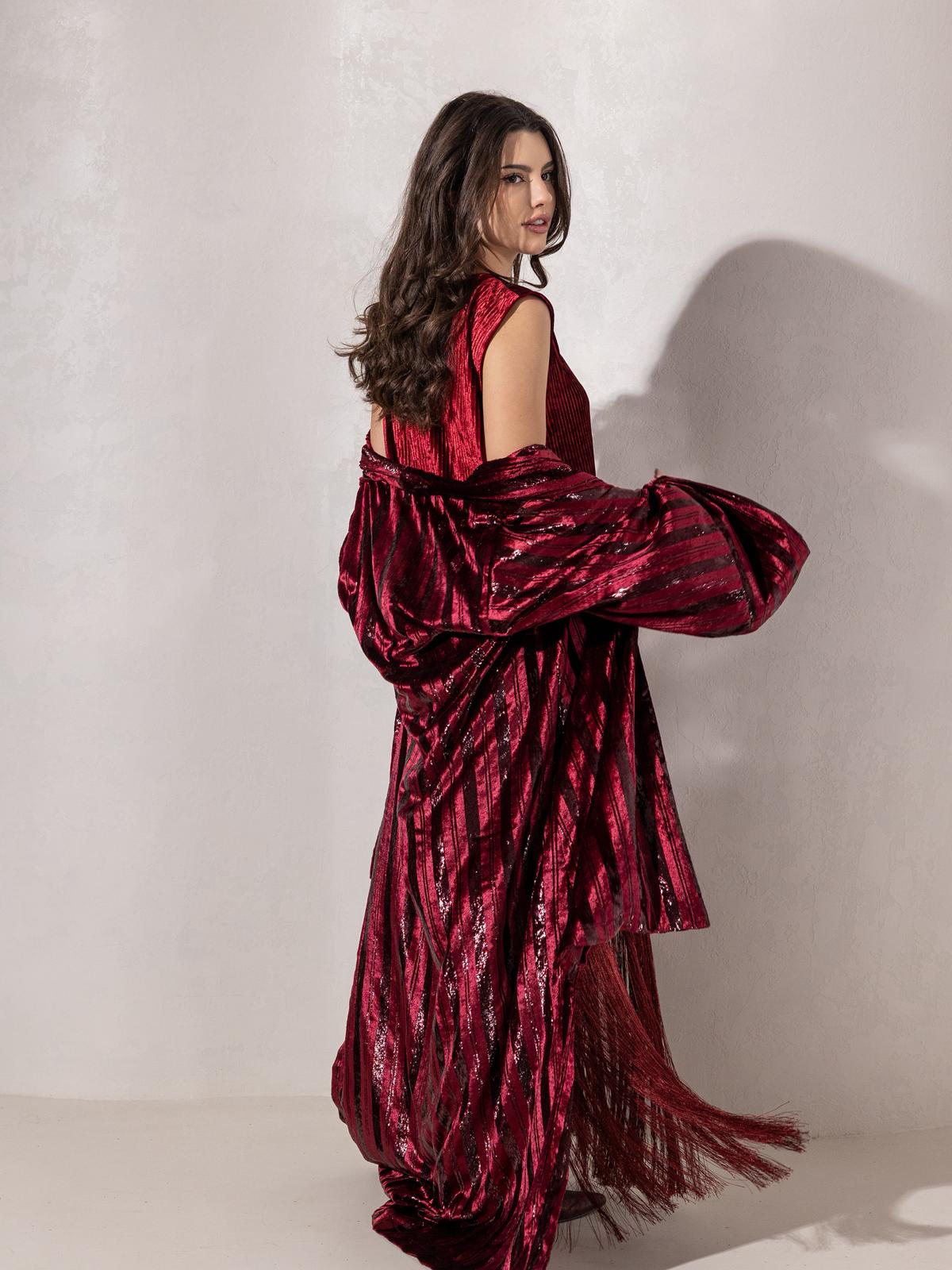 Lilly’s Fringed Set - Deep ruby