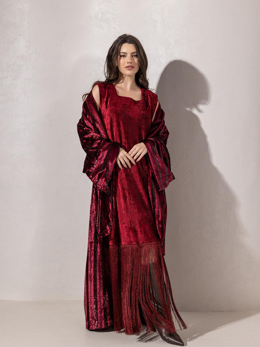 Lilly’s Fringed Set - Deep ruby