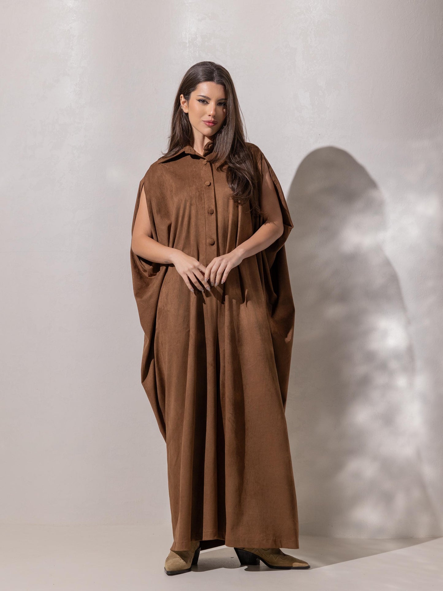 A’s Signature jumpsuit in - Warm borwn Suede