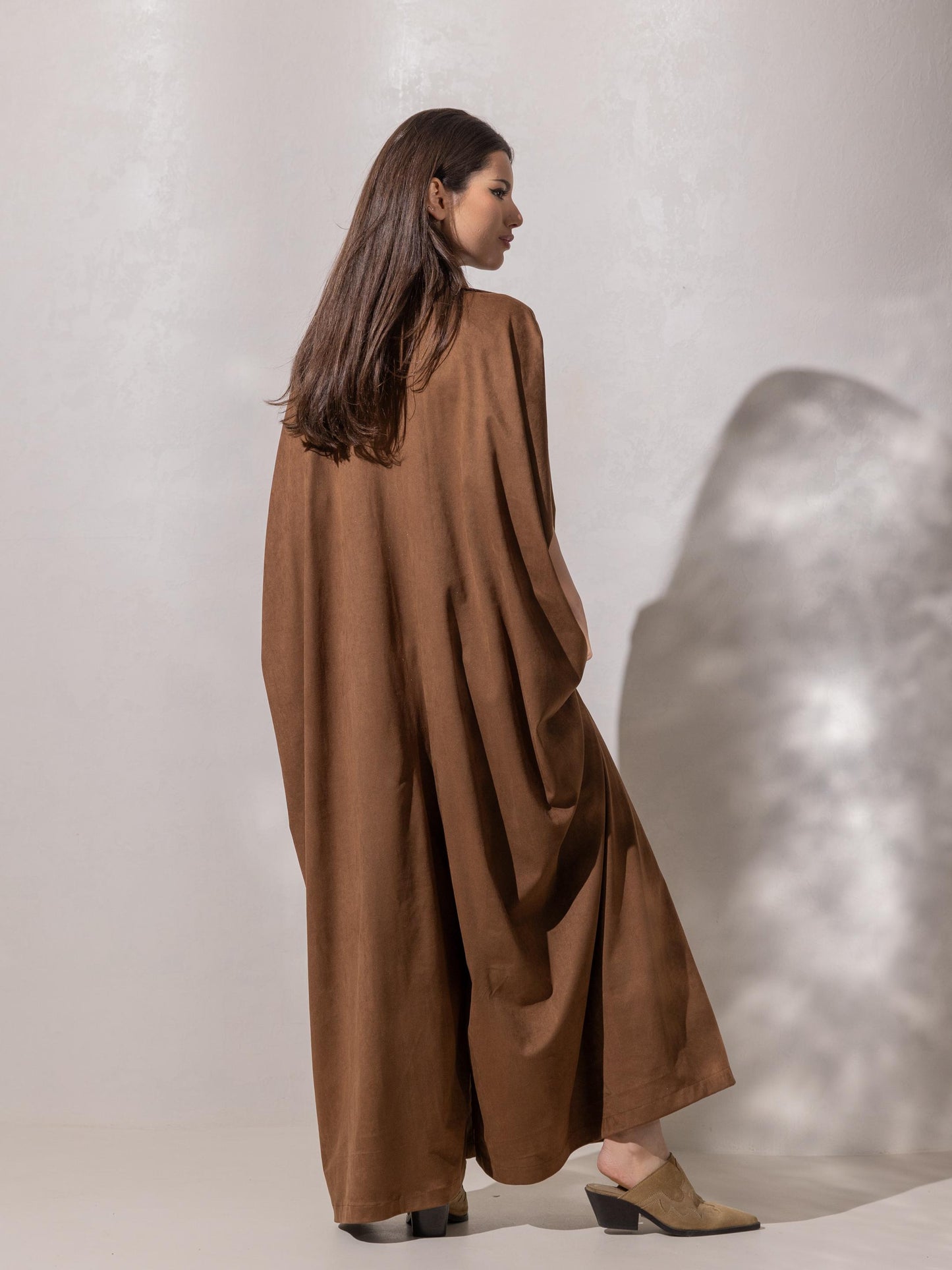 A’s Signature jumpsuit in - Warm borwn Suede