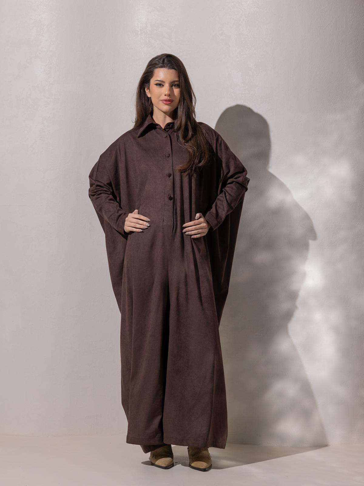A’s Signature jumpsuit - in espresso suede
