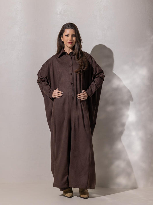 A’s Signature jumpsuit - in espresso suede