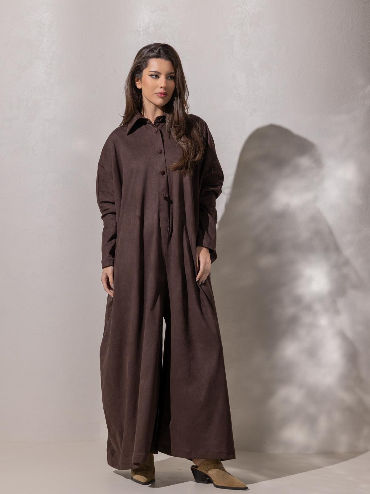 A’s Signature jumpsuit - in espresso suede